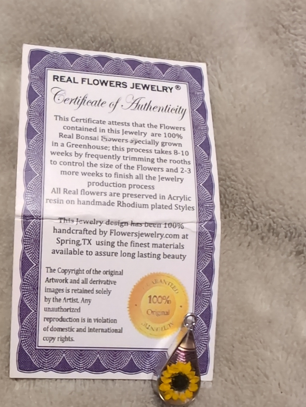 Real Sunflower Pendant
